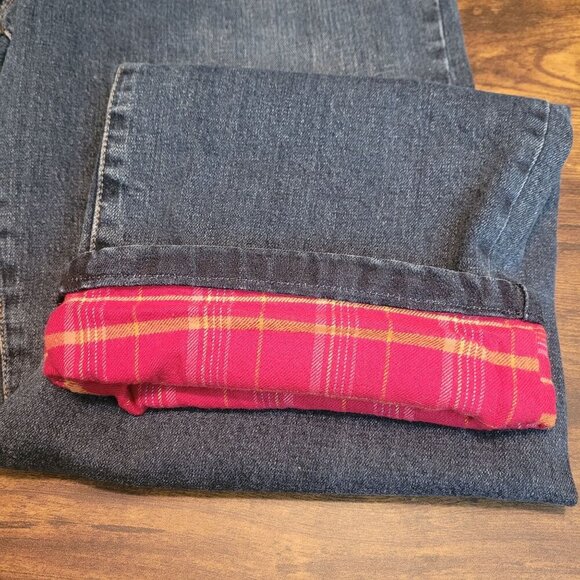 Eddie Bauer Jeans Womens 12 Natural Fit Flannel Plaid Lined High Rise Stretch - Picture 4 of 13